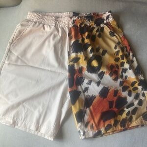 Nylon Animal Print/Cream Shorts (7” inseam) US XL